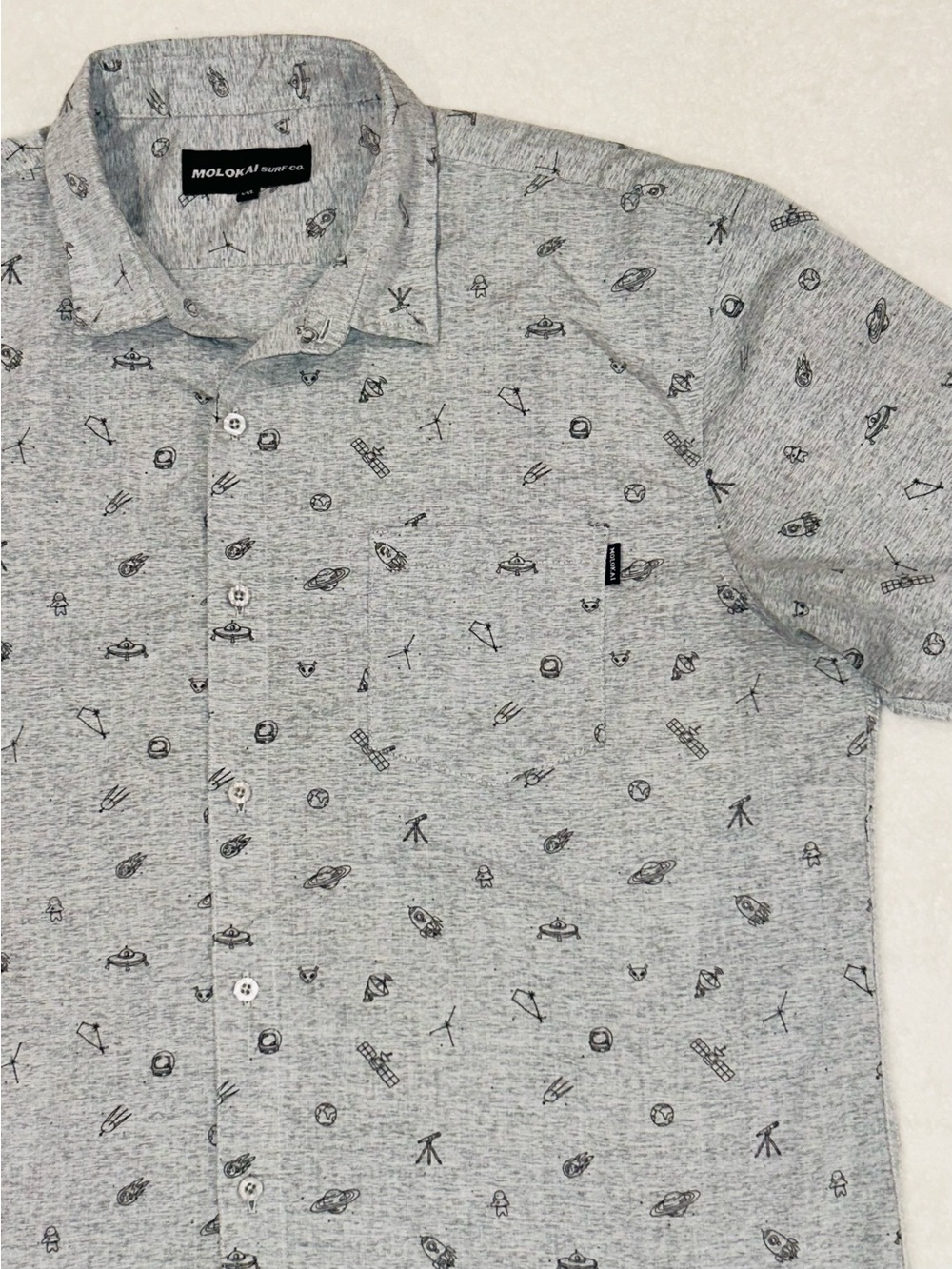 Molokai Surf Co shirt button down alien space rocket astronaut print men’s XXL